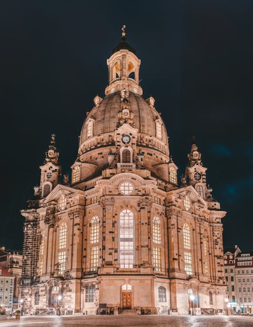 Free Brown Cathedral at Night Stock Photo