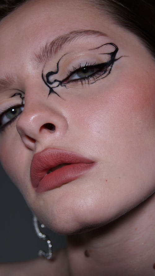 A Models Face in Eyeliner Makeup