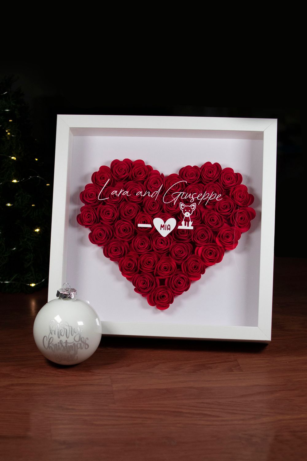 Rose In Frame Red Roses in a Frame with Names of the Bride and Groom · Free Stock Photo