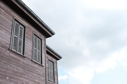 Low Angle Shot of a Wooden House 