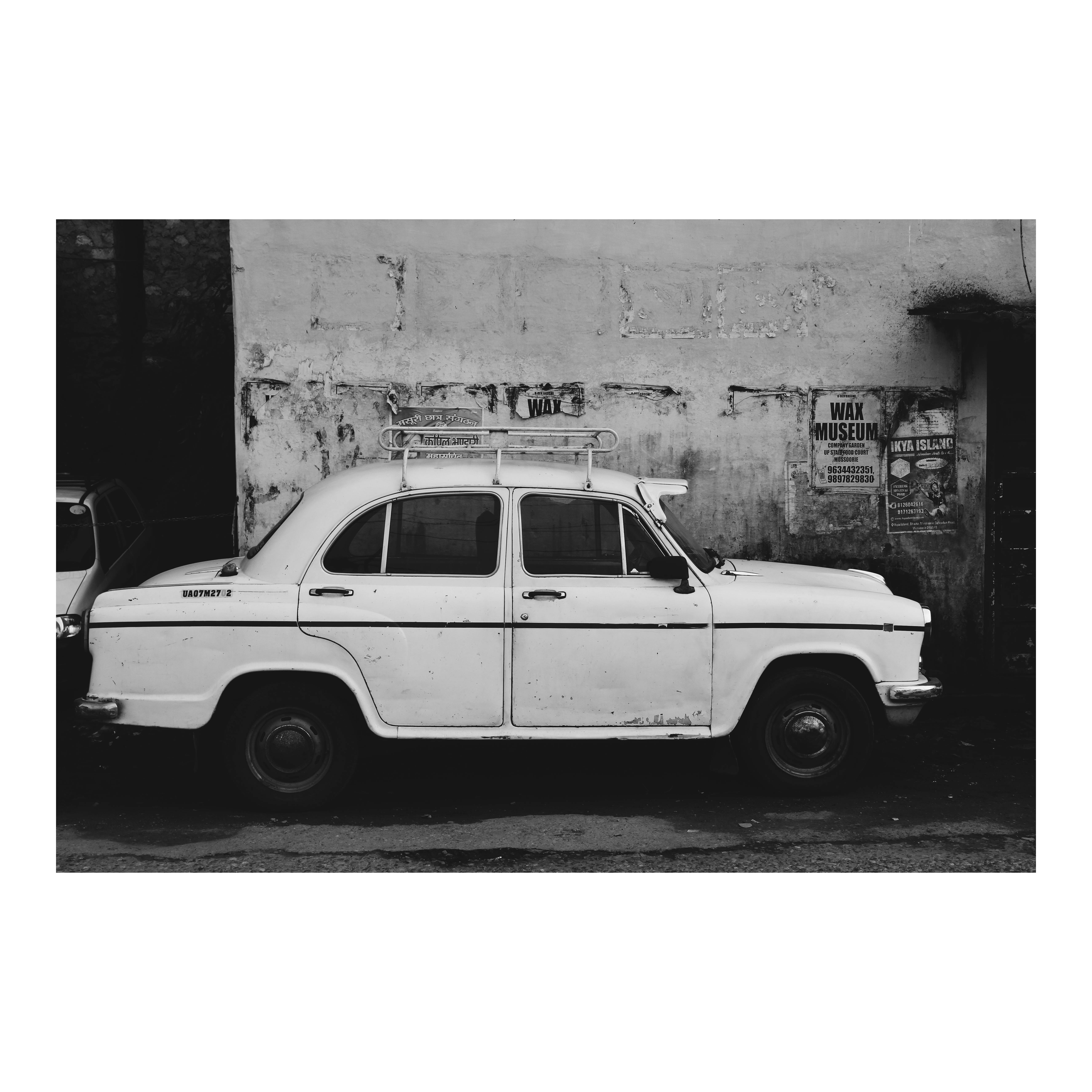 Free stock photo of black and white, car, indian