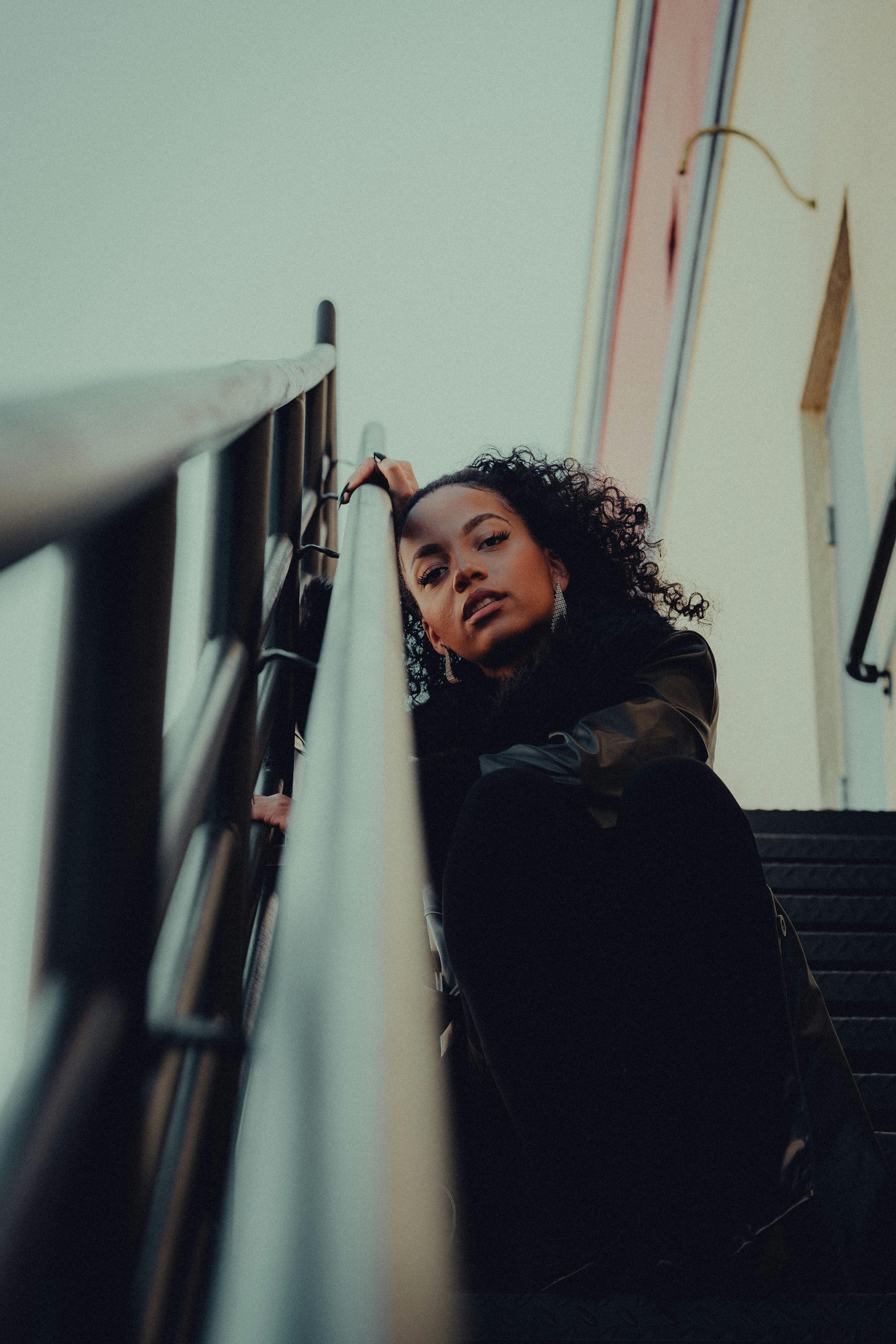 stairs city fashion woman