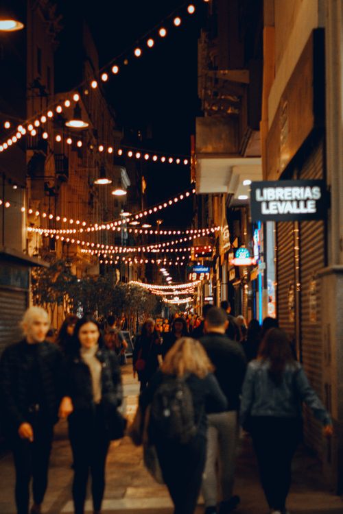 Free Capturing the bustling nightlife on Lavalle Street, Buenos Aires with vibrant city lights. Stock Photo