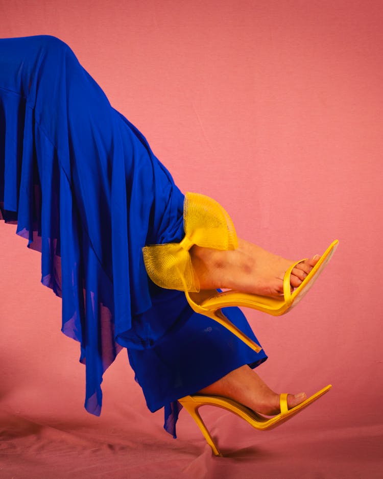 Woman Wearing Yellow High Heels