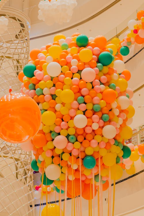 Free Colorful Balloons under the Ceiling  Stock Photo
