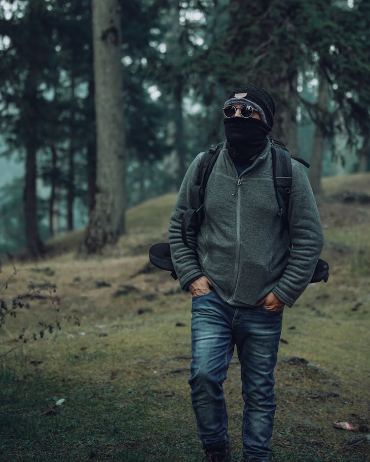 Man Walking In The Forest 