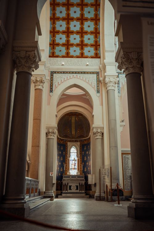 Free A detailed view of the stunning architecture inside Saint Augustine Basilica in Annaba, Algeria. Stock Photo