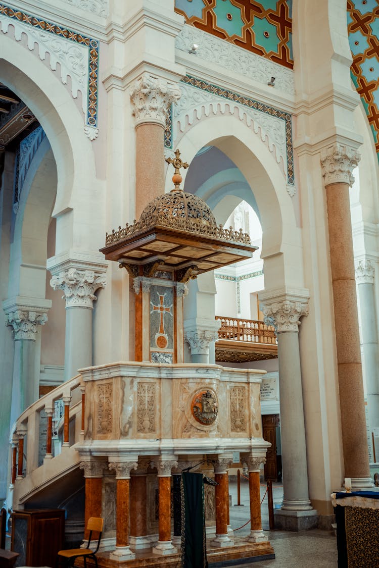 Speakers Podium At Saint Augustin Basilica In Annaba