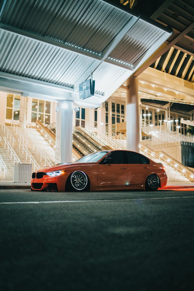 Red BMW At Night