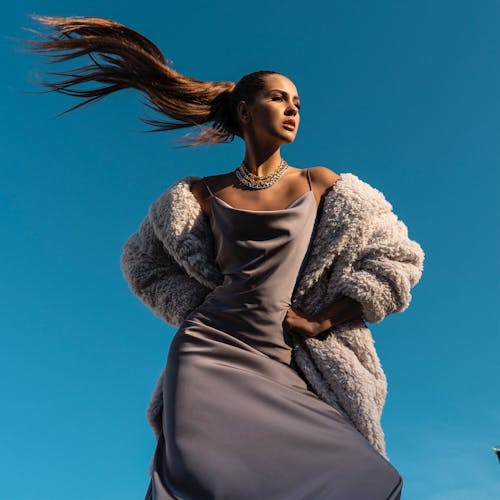 Clear Sky over Woman Posing 