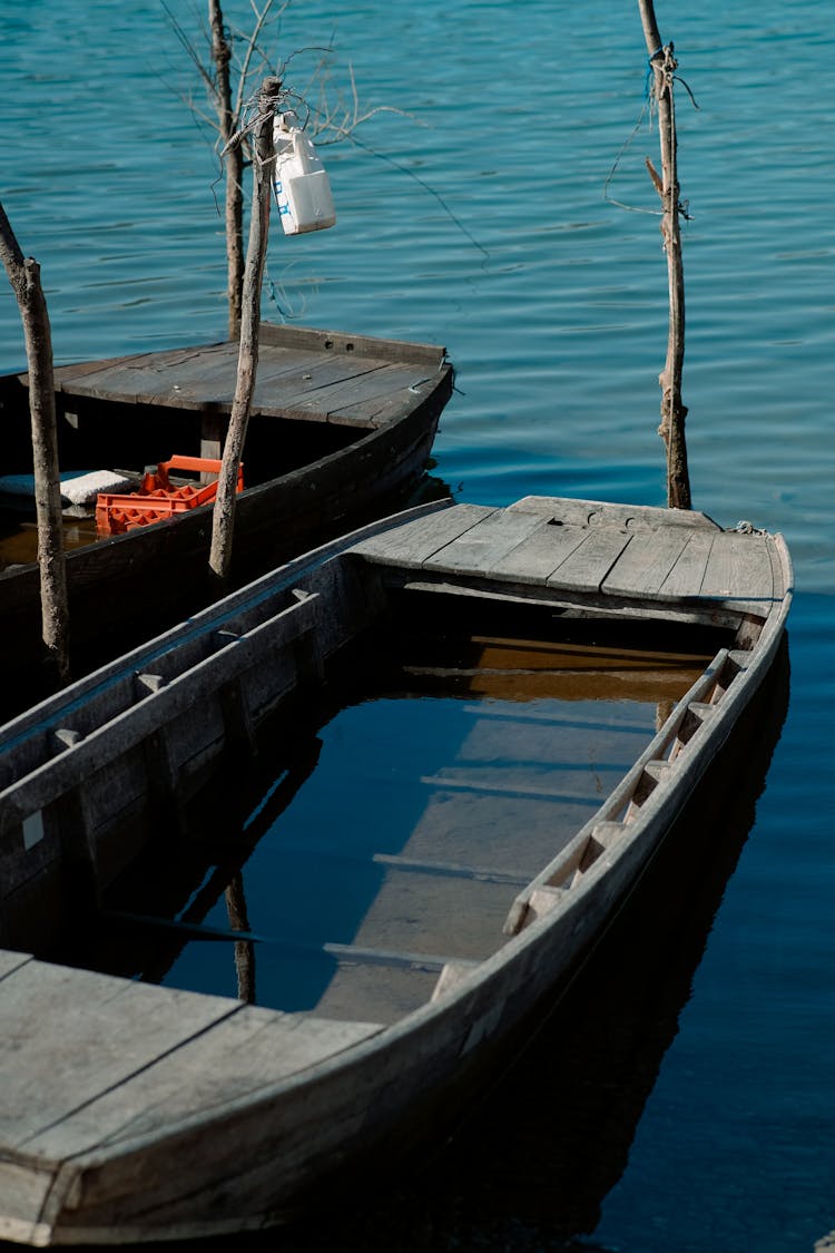 Moored Wooden Boats 