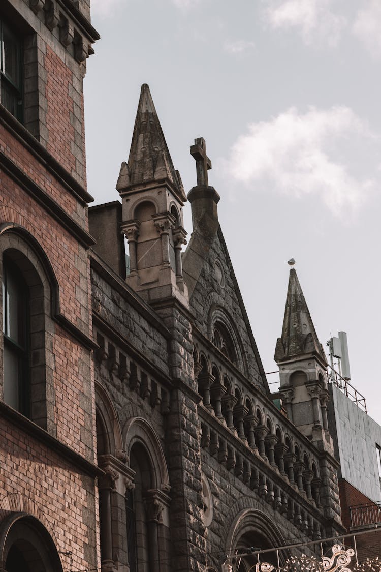 Old Gothic Church Against Sky Background