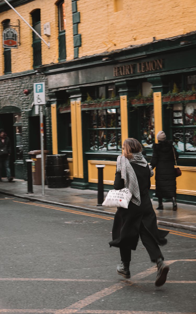 Woman Running On Street