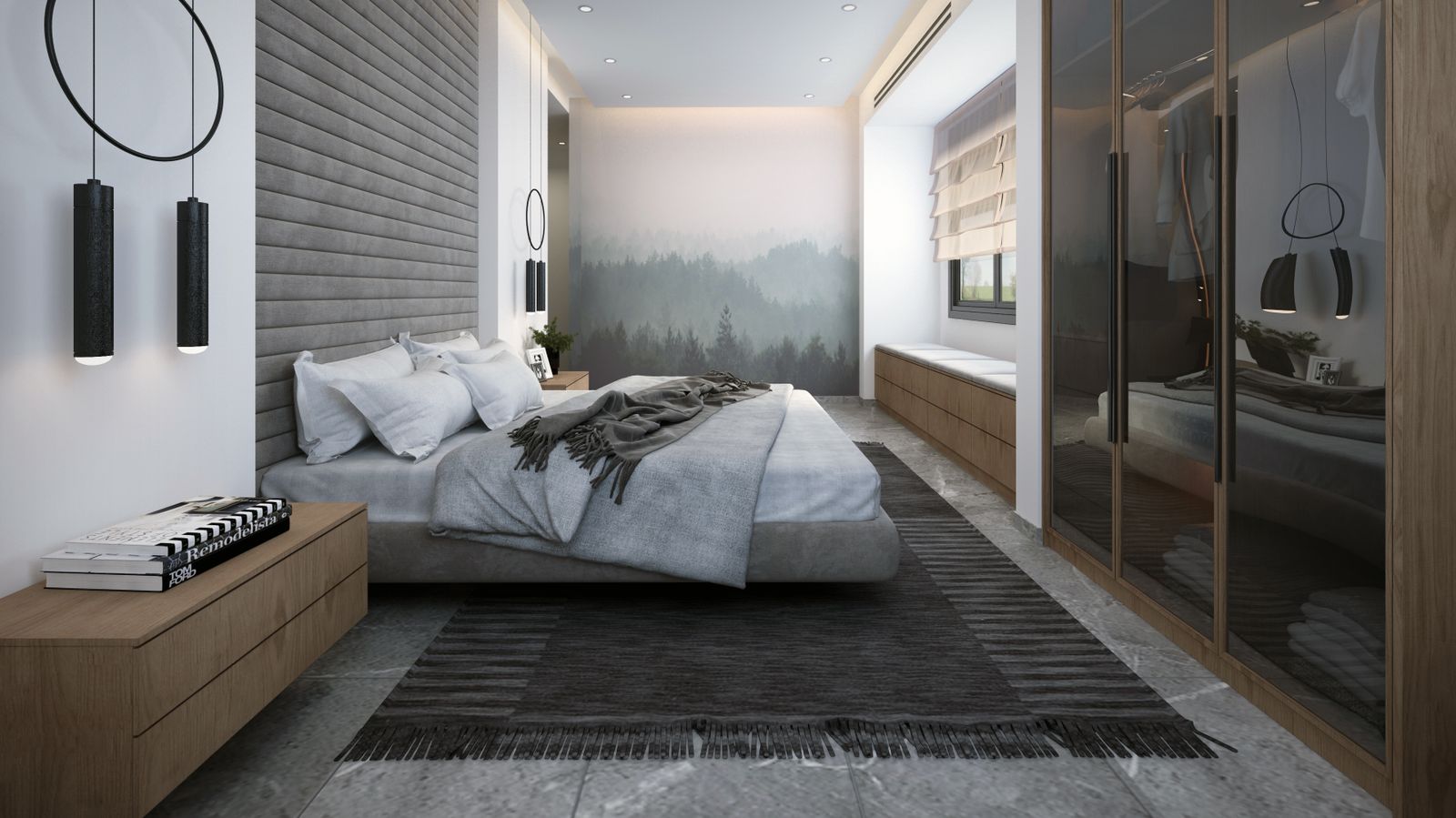 Bedroom in calm muted wall shades
