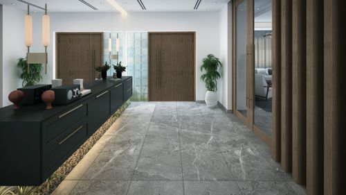 Free A stunning modern interior showcasing minimalist design with luxurious details and indoor plants. Stock Photo