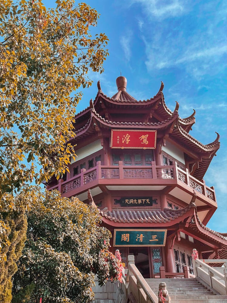 Low Angle Shot Of A Pagoda