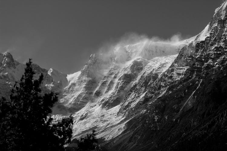 Grayscale Photo Of The Himalayas 