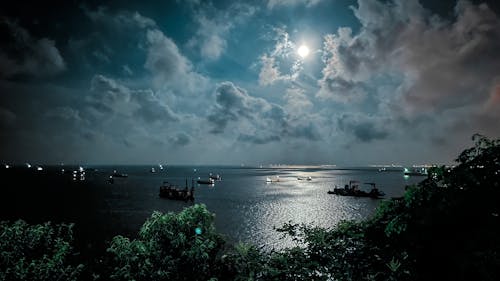 夜空, 湾の無料の写真素材