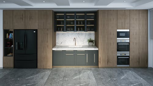 Cabinets and Counters in a Modern Kitchen