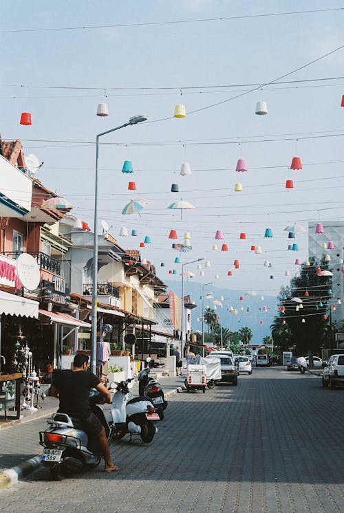 Colorful Hanging Decorations on the Street