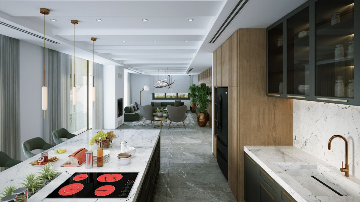 Induction stove on marble table modern induction hob