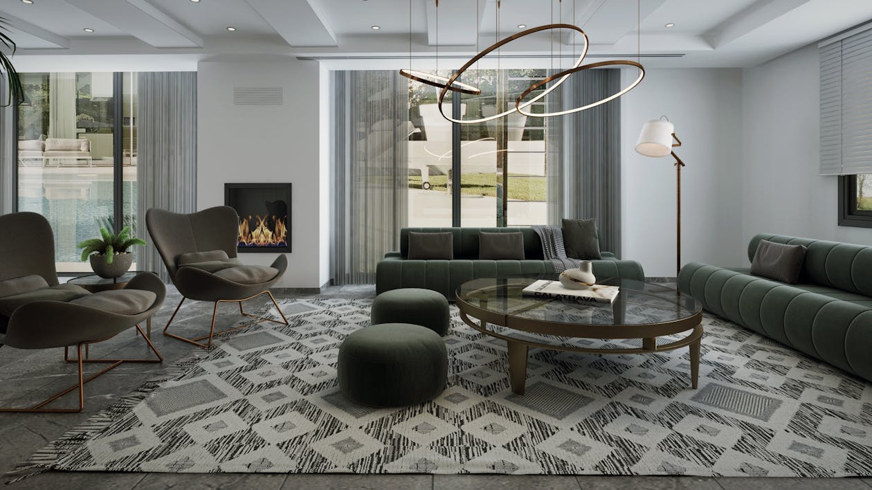 Chandelier above a Center Table