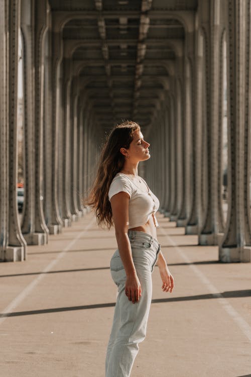 Woman with Long Hair Posing