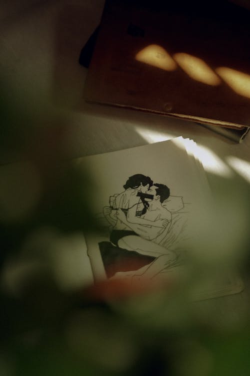 A Drawing of a Kissing Couple 