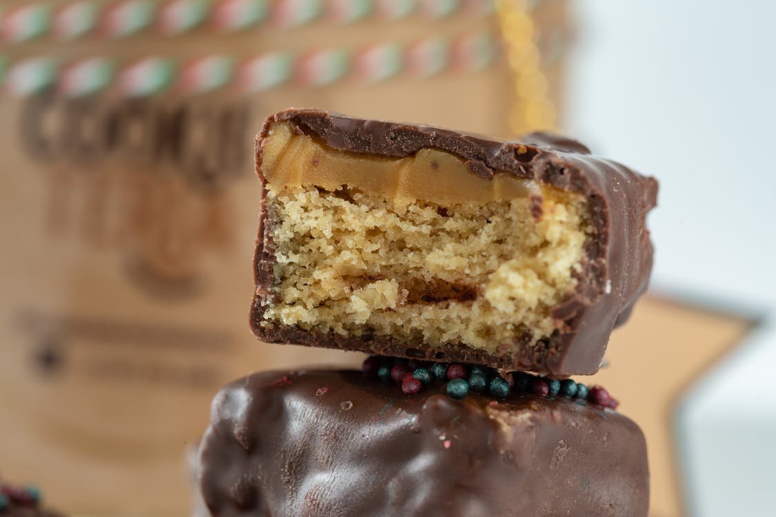 Close-up of a Chocolate Bar Cut in Half 