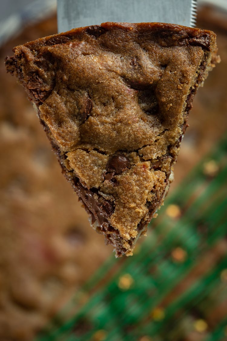 Close-Up Photograph Of A Slice Of Chocolate Chip Cookie