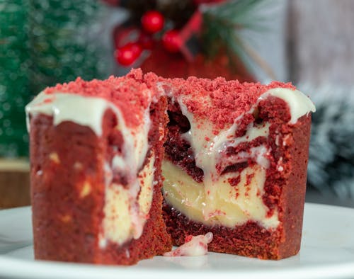 Close-Up Shot of a Red Velvet Cake 