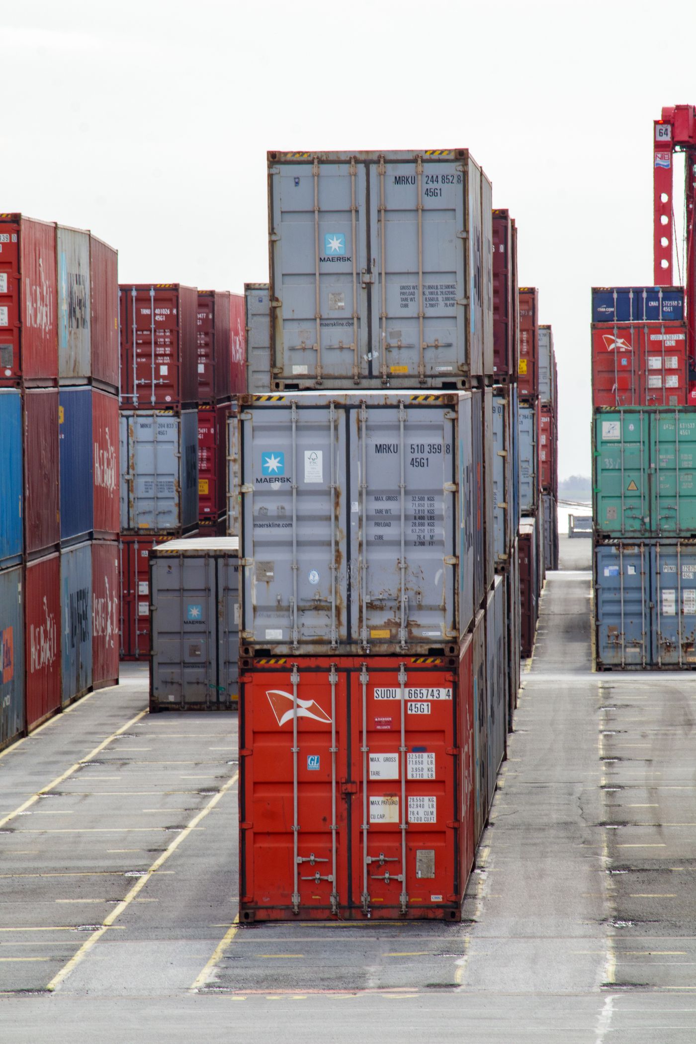 Shipping containers representing international distribution