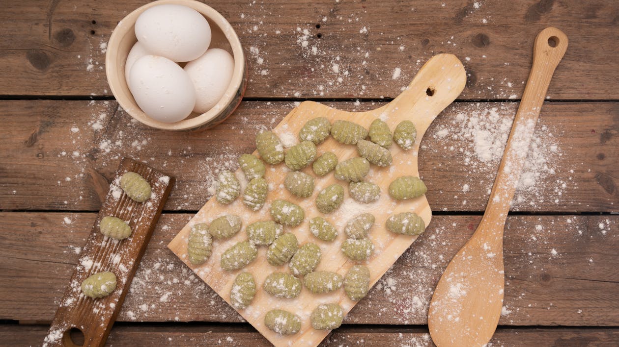 Top View of Raw Cookies on a Cutting Board