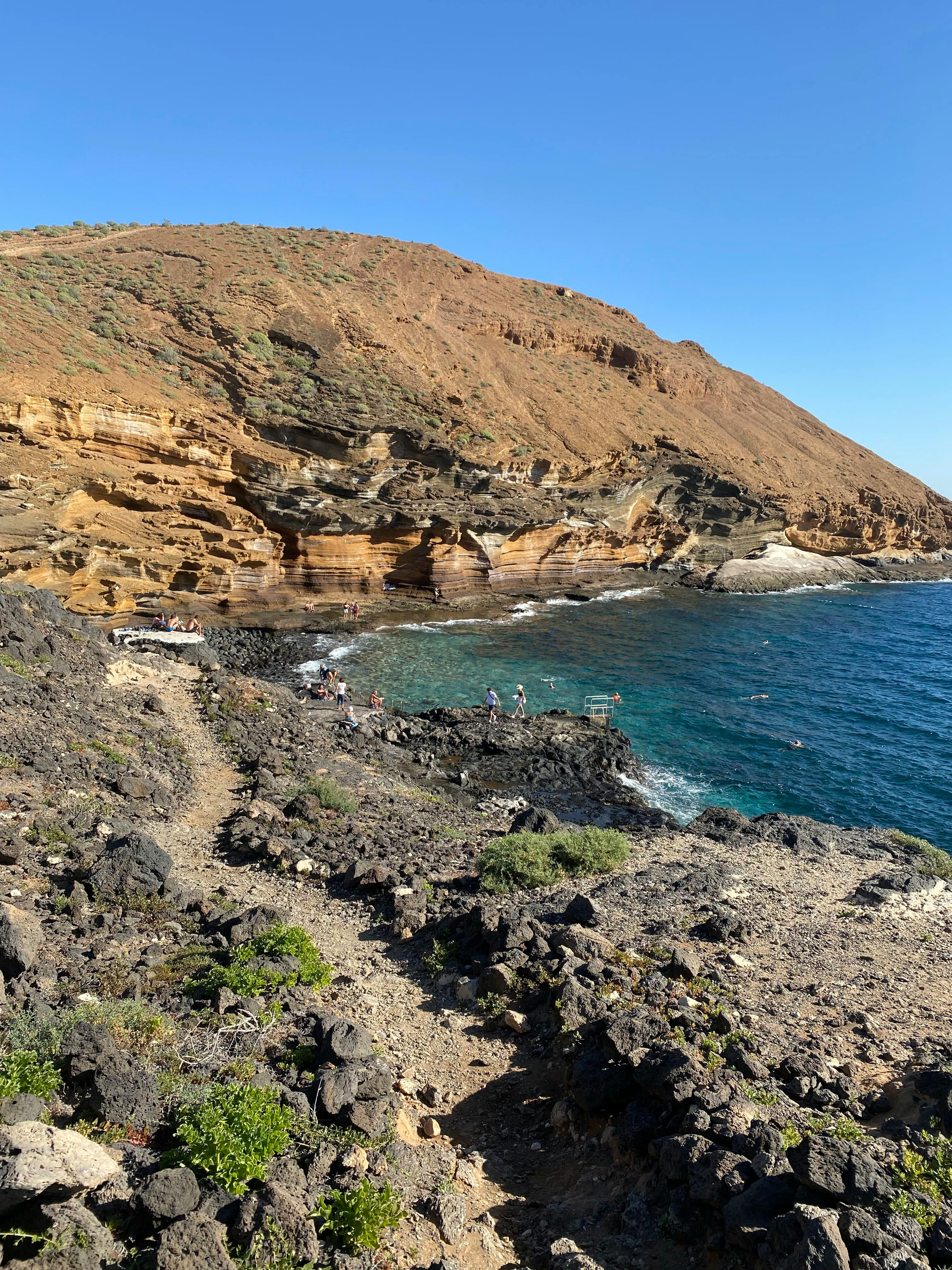 people on rocky coast