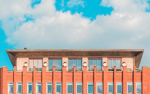 Red Building Wall with Windows