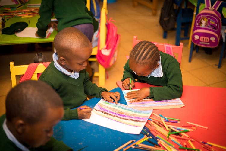 Kids Doing Artwork At School