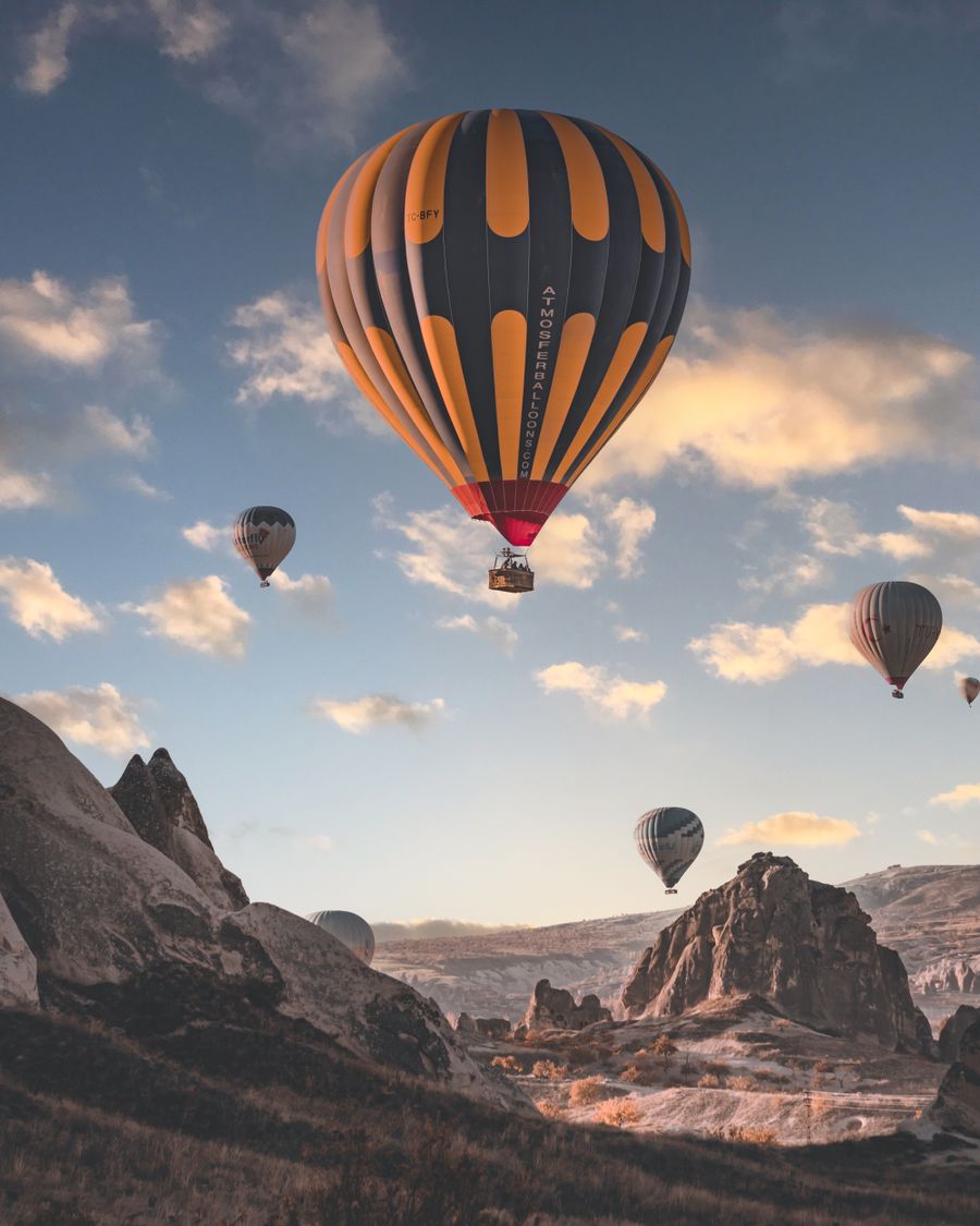 Hot air balloons over Cappadocia in Turkey
