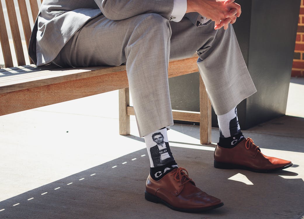 Free Man Sitting on Bench Stock Photo