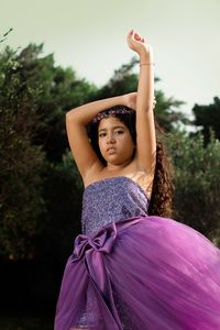 Vestido Festa Roxo Tule 6 anos