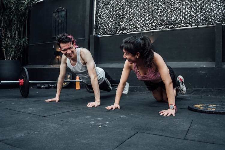 Two People Doing Pushups