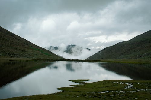 Lake in Mountains on Gloomy Day