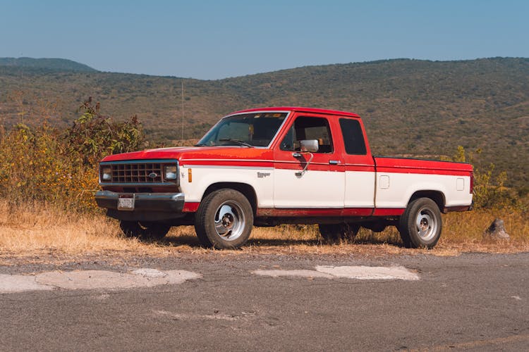 Retro Pickup Parked On Roadside