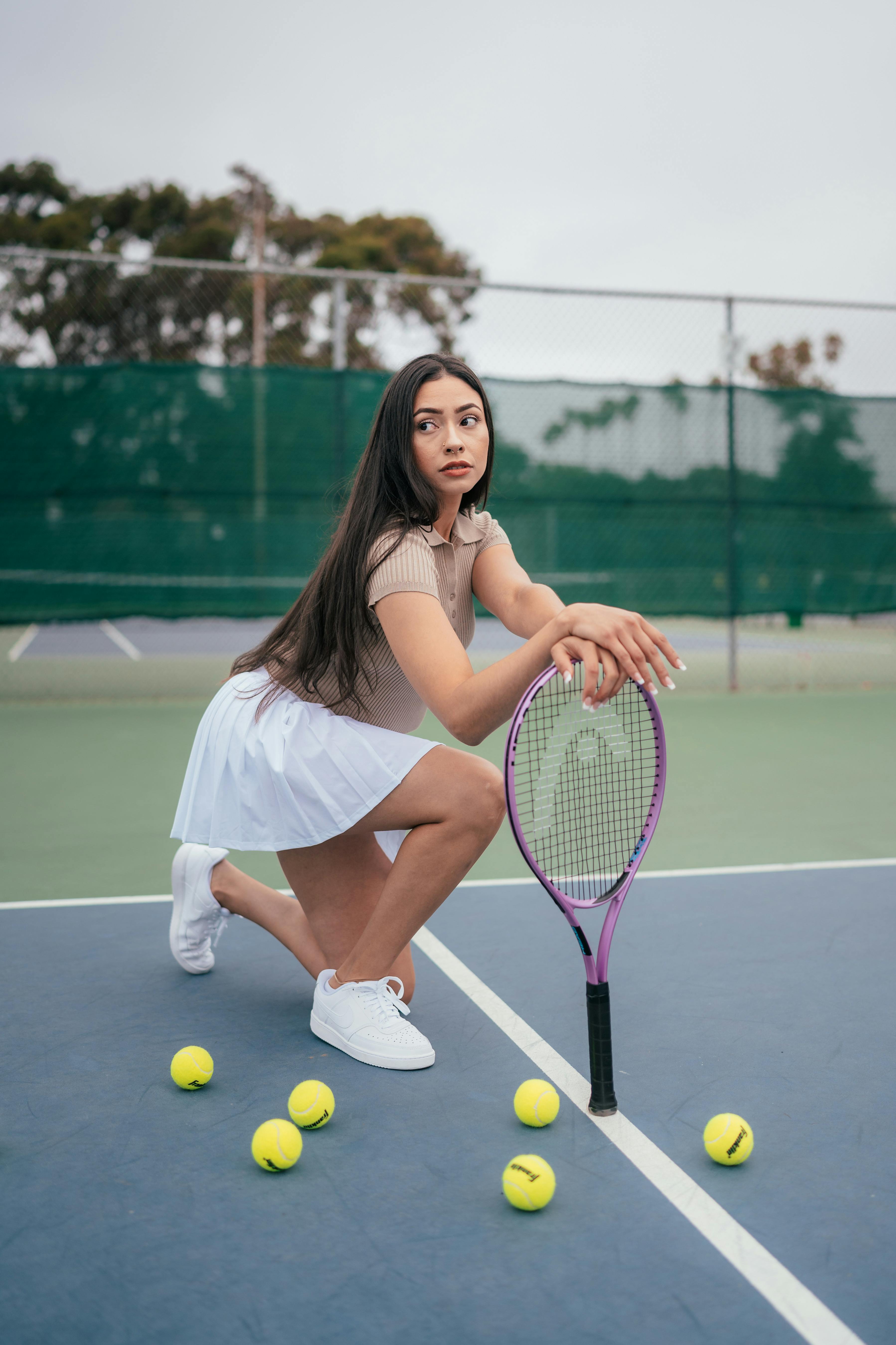 a woman on a tennis court