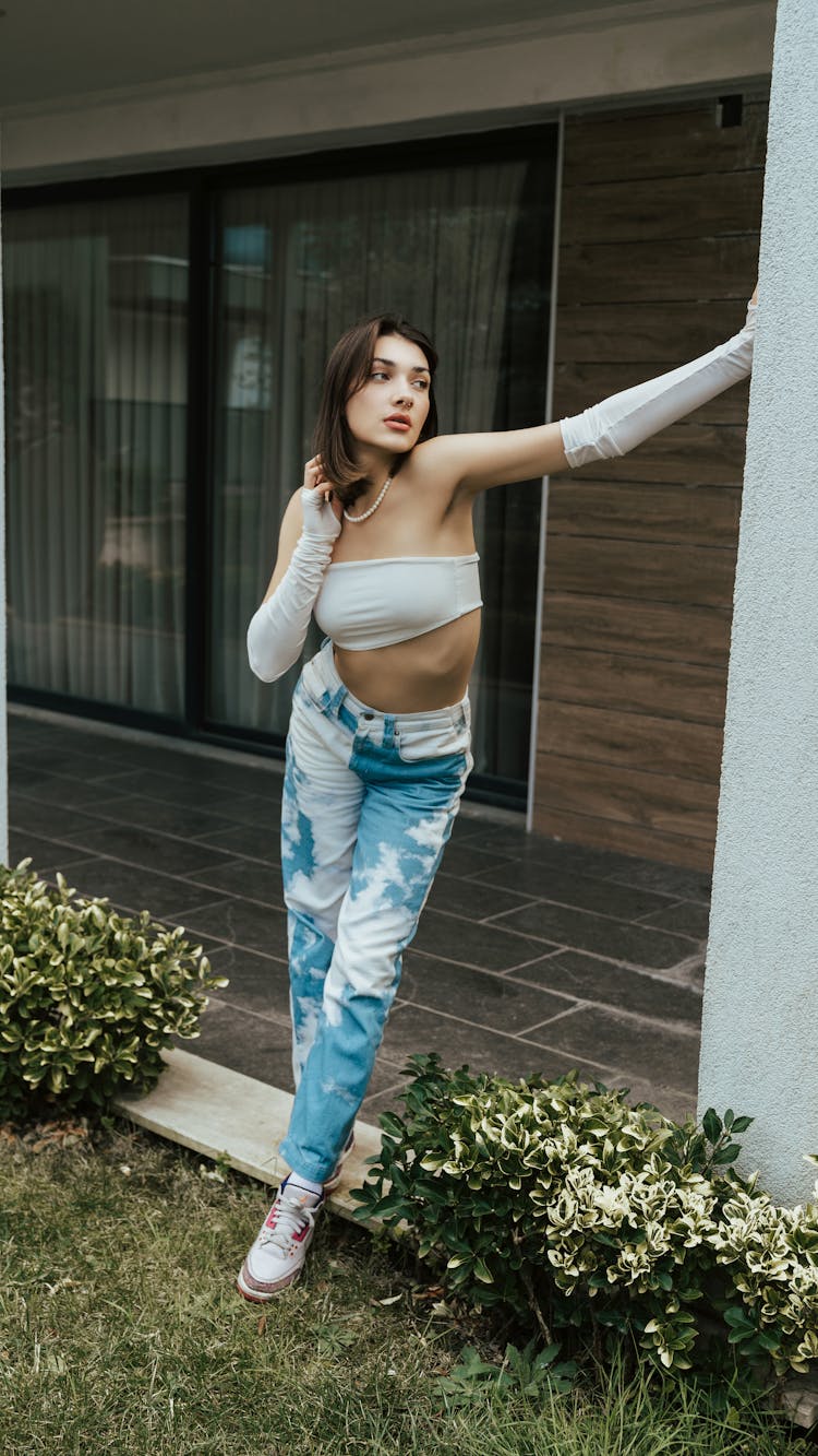 Woman Posing In House Garden