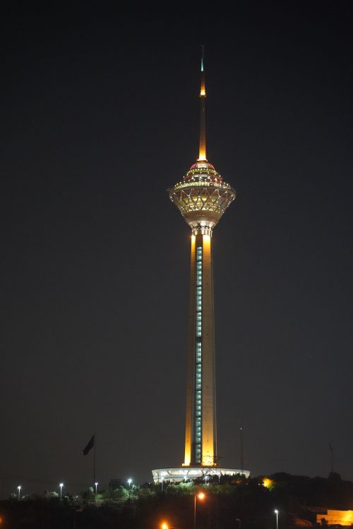 Milad Tower In Teheran Illuminated At Night Free Stock Photo Milad Tower In Teheran Illuminated At Night Free Stock Photo
