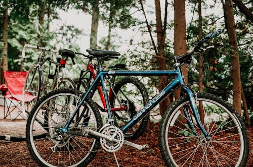 Photo of Blue Bicycle parked on Dirt Road