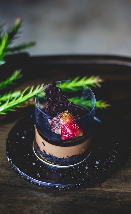 Brown Cake on Clear Glass Container