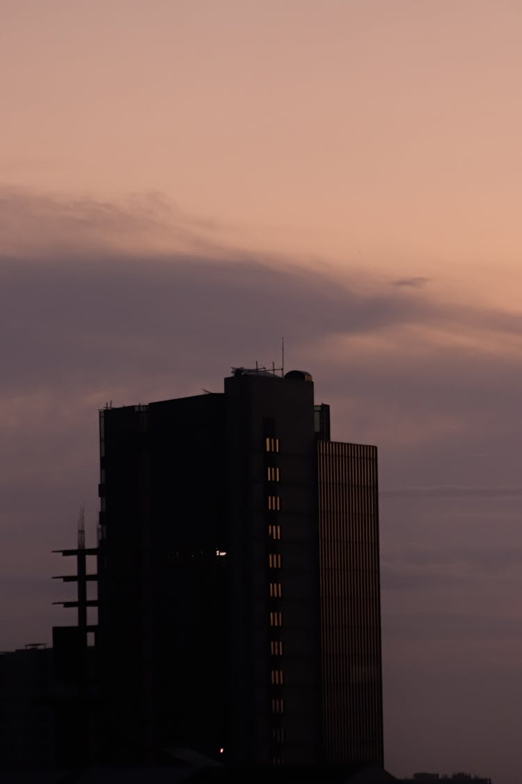 Silhouette Of A Building During Sunset