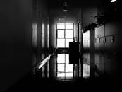 Black and White Photography of an Empty Hallway