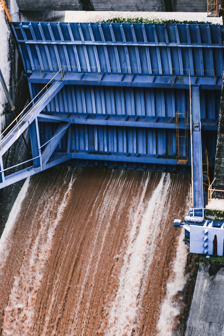 Closed Blue Dam Gate